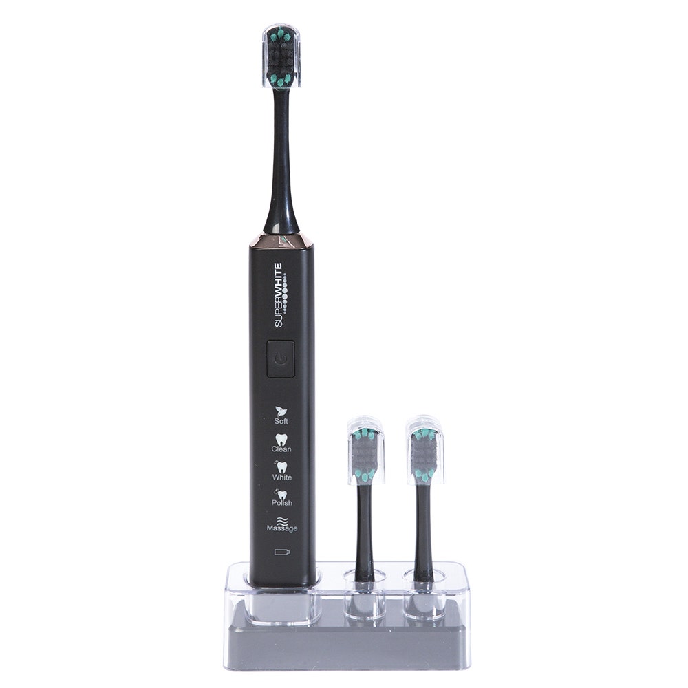Superwhite Brosse a dents Sonique souple BLACK + 3 têtes