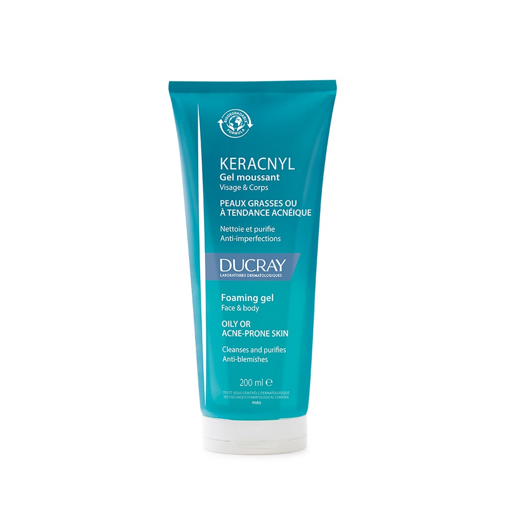 Ducray Keracnyl Gel moussant Nettoyant visage peau grasse 200ml
