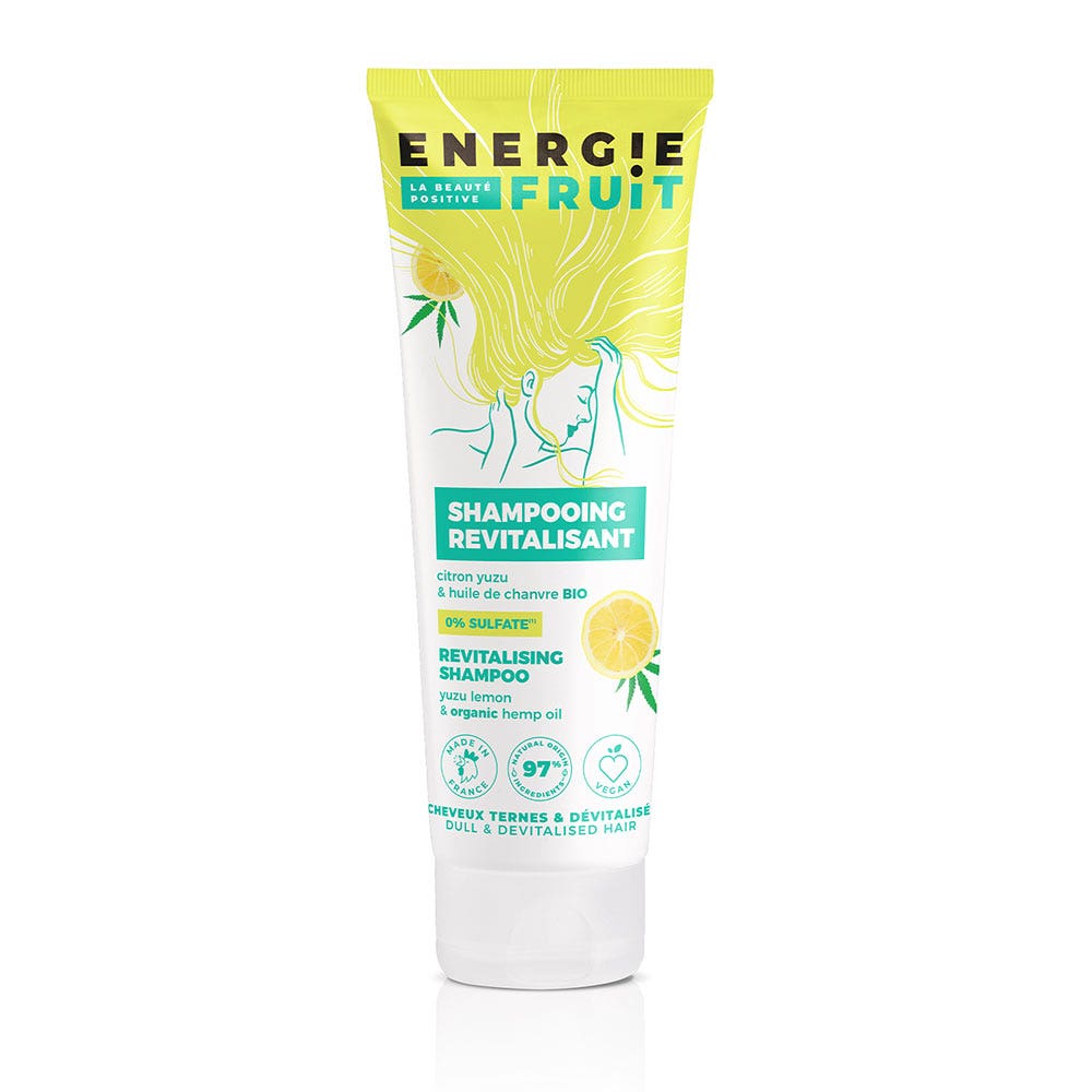Energie Fruit Shampooing Sans Sulfates Citron Yuzu & Chanvre Bio Cheveux Secs Et Ternes 250ml