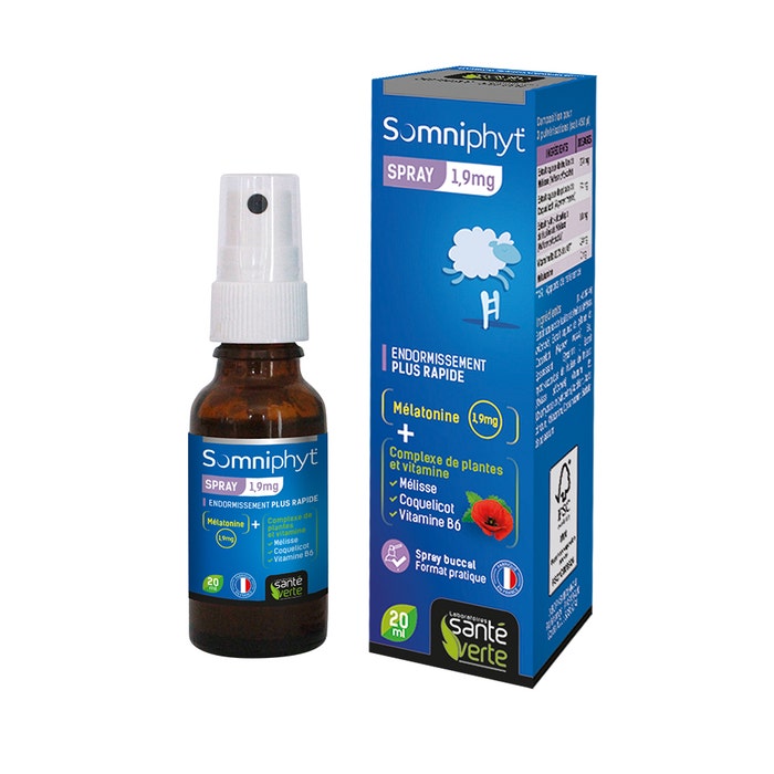 Spray Buccal 20ml Somniphyt Melatonine 1,9mg Sante Verte