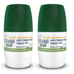 Etiaxil Déodorant Roll-on Anti-Transpirant Végétal 48H Thé Vert Bio 2x50ml