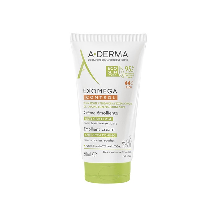 A-Derma Exomega Control Crème émolliente anti-grattage Peaux sèches à tendance à l'eczéma atopique 50ml