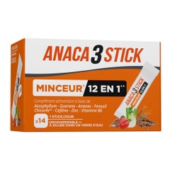 Anaca3 Stick Minceur 12 en 1 14 sticks