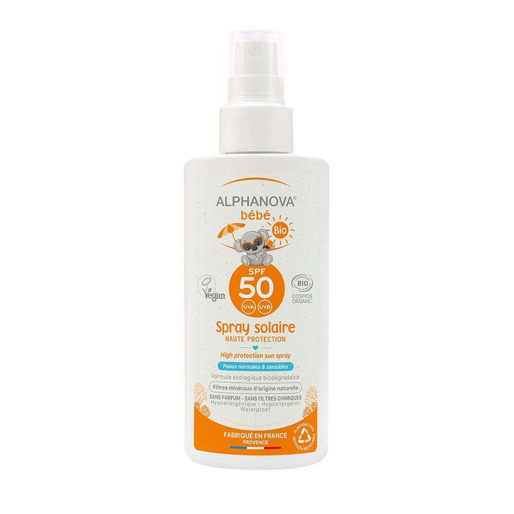 Alphanova Bébé Spray Solaire Bébé SPF50 Bio 125g