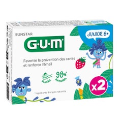Gum Dentifrice Junior 6 ans et + Goût Fraise Avec Fluor et Isomalt 2x50ml