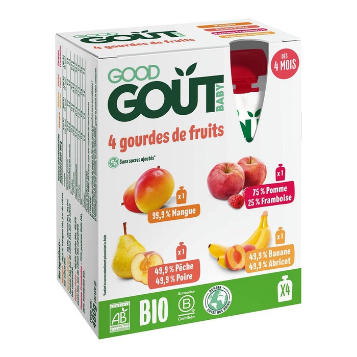 Good Gout Gourdes de fruits Bio Dès 4 mois 4x120g