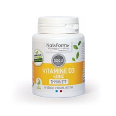 Nat&Form Vitamine D3 + Zinc Immunité 60 gélules