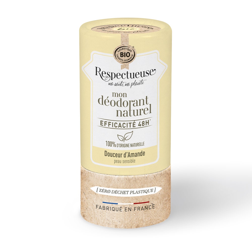 Respectueuse Mon Déodorant Naturel Efficace 48h Bio Peau Sensible Douceur d'Amande 50g