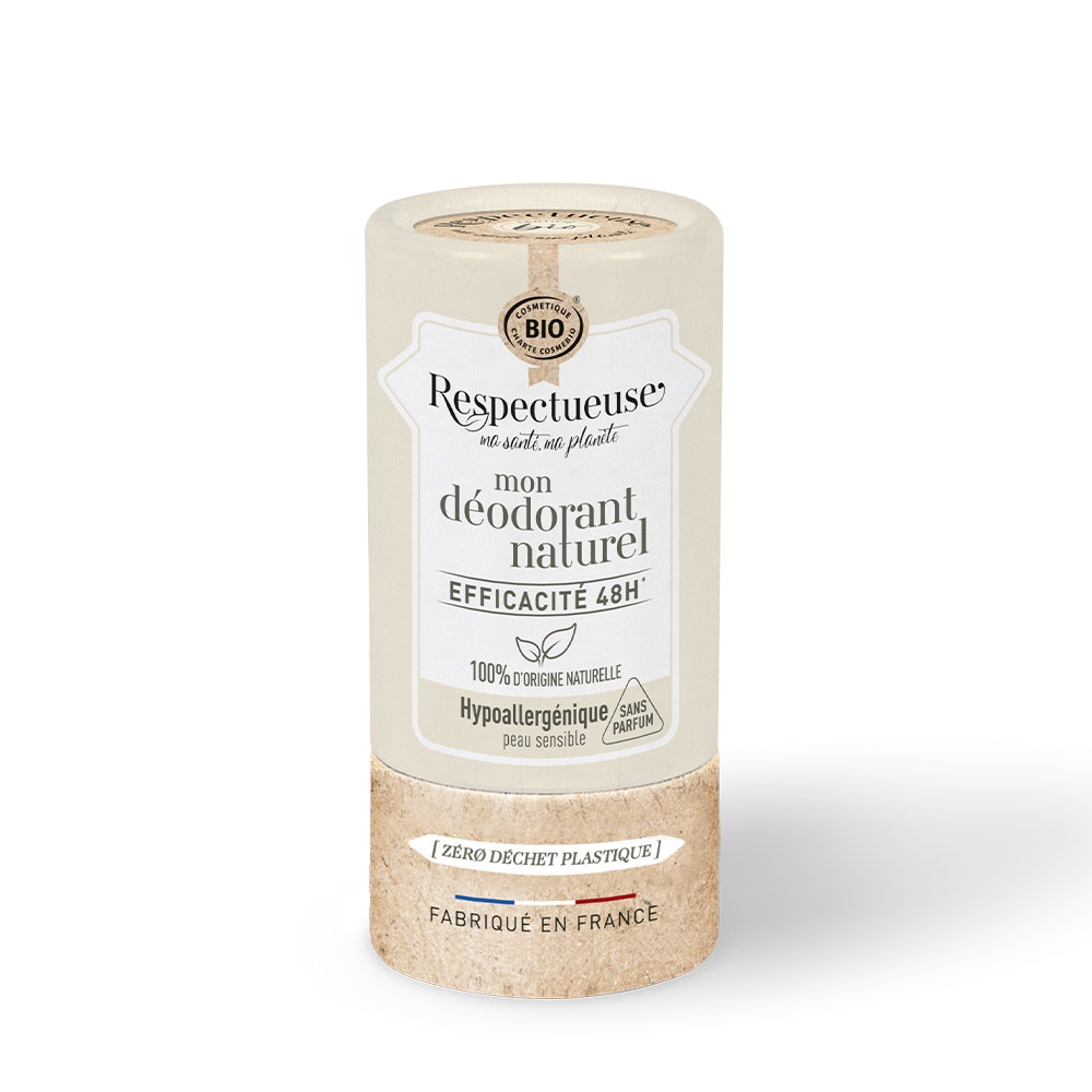 Respectueuse Mon Déodorant Naturel Efficace 48h Bio Peau Sensible Sans Parfum 50g