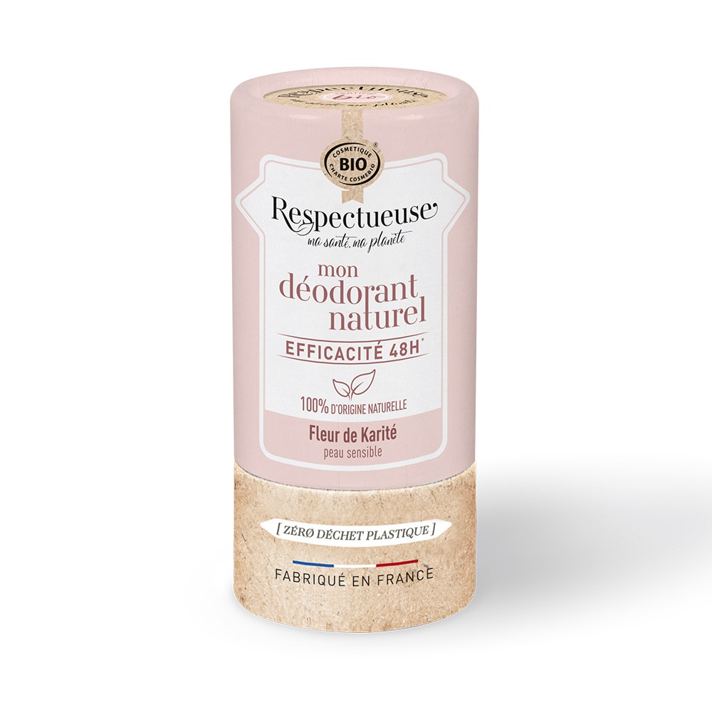 Respectueuse Mon Déodorant Naturel Efficace 48h Bio Peau Sensible Parfum Fleur de Karité 50g