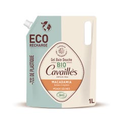 Rogé Cavaillès Eco Recharge Gel Bain et Douche Huile de Macadamia Bio Peaux sèches 1L