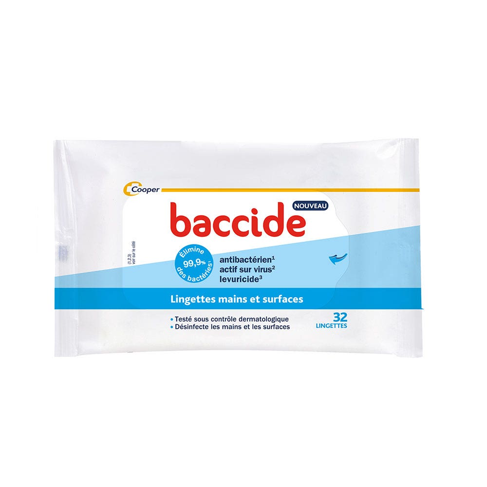 Baccide Lingettes Désinfectantes Mains et surfaces x32