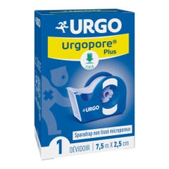 Urgo Urgopore Plus Sparadrap non tissé microporeux 7,5mx2,5cm dévidoir 1