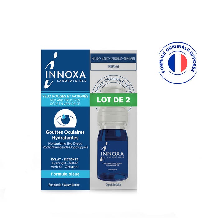 Innoxa Gouttes oculaires hydratantes yeux rouges et fatigués Formule bleue 2x10ml