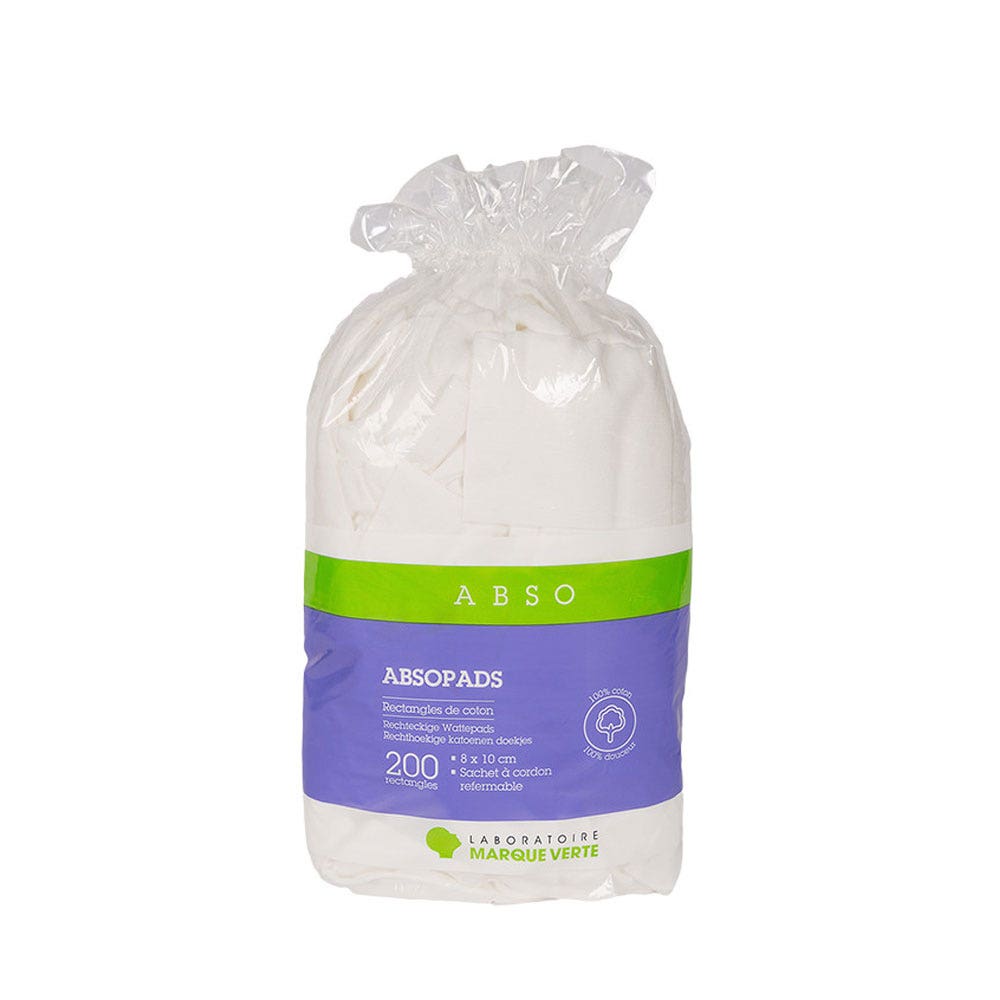 Marque Verte Abso Rectangles de coton Absopads 8x10 cm x200