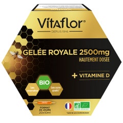 Vitaflor Gelée Royale 2500 mg Et Vitamine D Bio 20x10ml