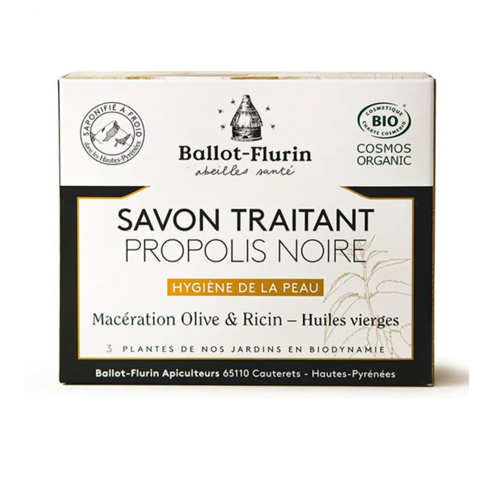 Ballot-Flurin Savon Traitant Propolis Noire Bio Peaux A Problèmes 100g
