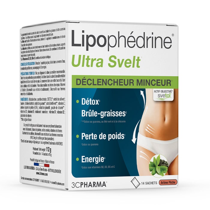3C Pharma Lipophedrine Ultra Svelt Arôme Pêche 14 Sachets