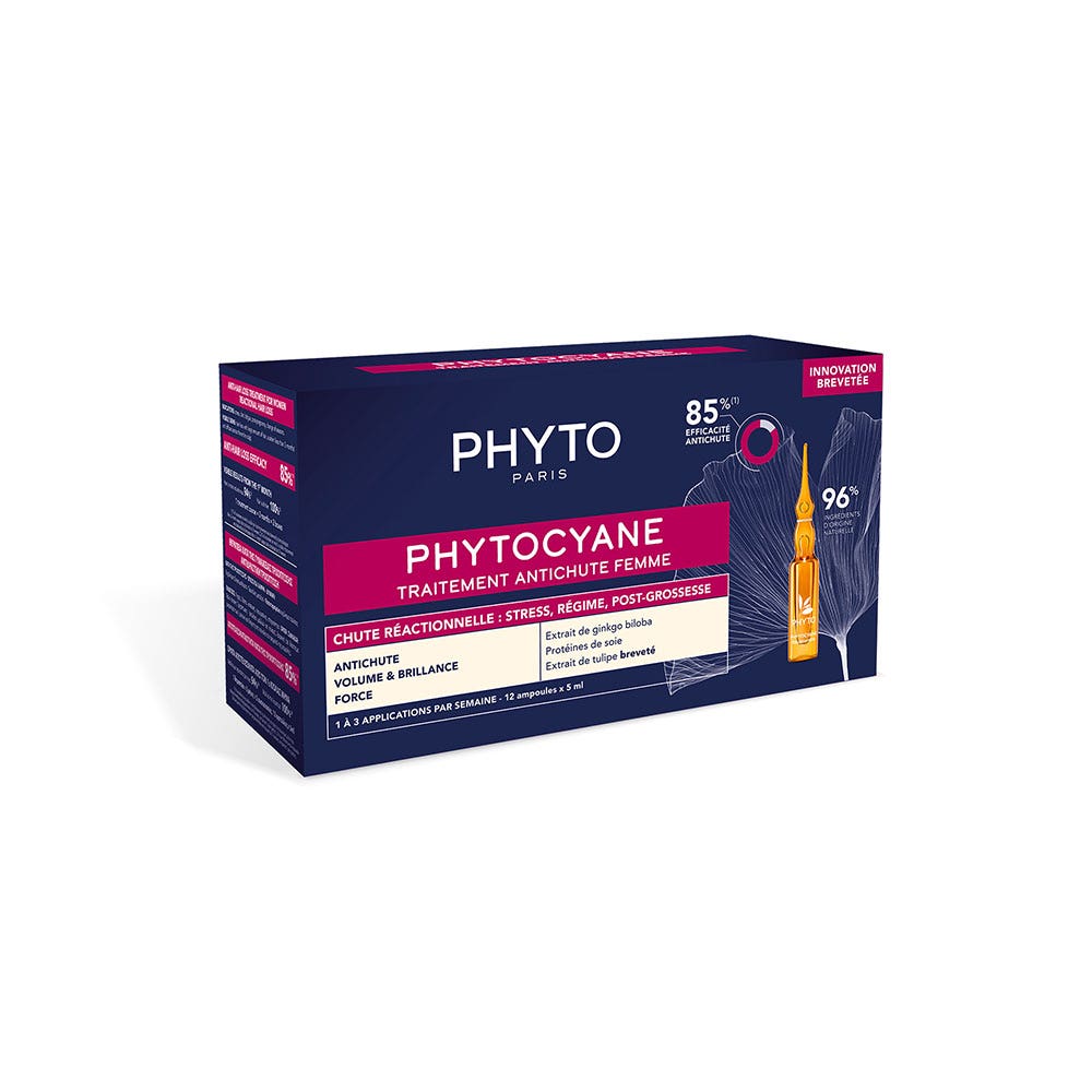 Phyto Paris Phytocyane Traitement Anti Chute Réactionnelle Femme 12 ampoules x 5ml