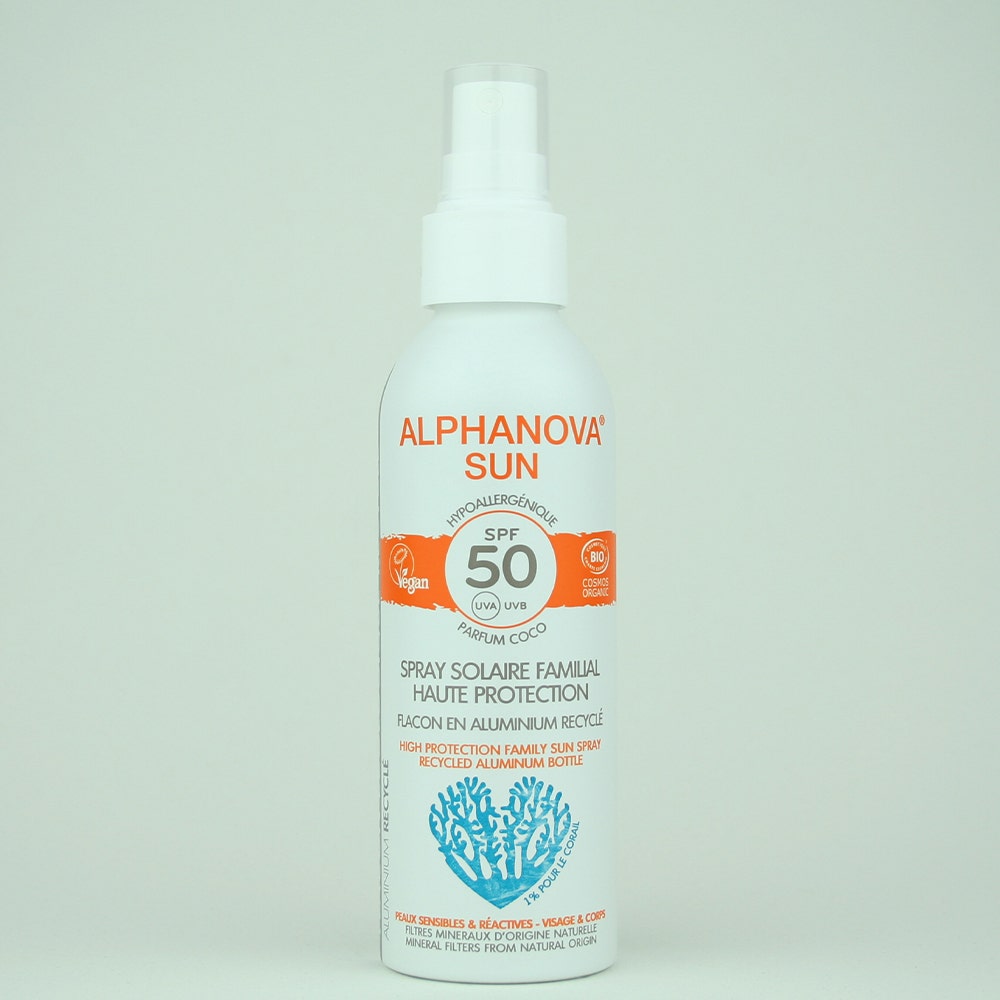 Alphanova Sun Spray solaire familiale haute protection SPF50+ Bio 150g