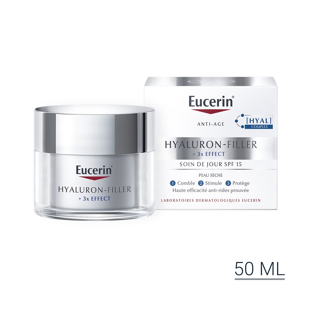 Eucerin Hyaluron-Filler + 3x Effect Soin De Jour SPF15 Peaux Sèches 50ml