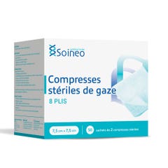 Soineo Compresses stériles de gaze 8 plis 7,5x7,5cm x50 sachets de 2