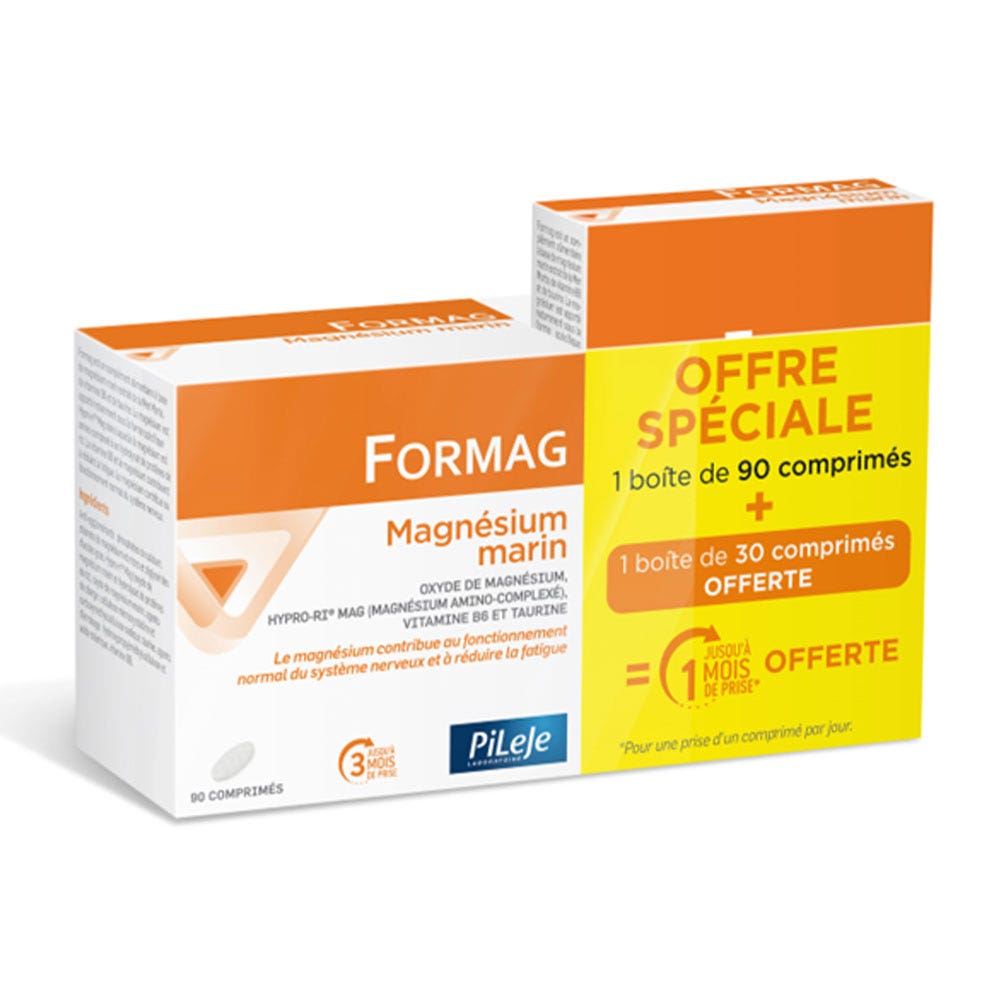 Pileje Formag Magnésium Marin Magnésium Marin 90 Comprimes + 30 comprimés offerts