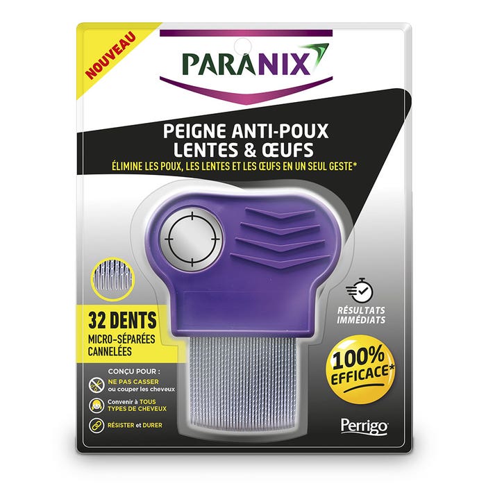 Paranix Peigne métallique anti poux, lentes & œufs x1