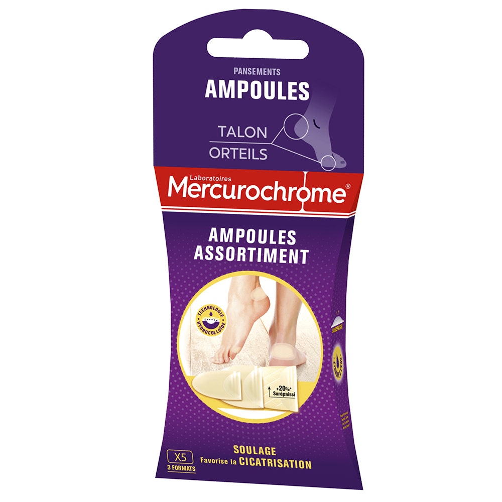 Mercurochrome Assortiment pansements ampoules 5 unités