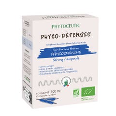 Phytoceutic Phyco-Défenses Bio Spiruline crue titrée en Phycocyanine 50mg 10 ampoules x 10ml