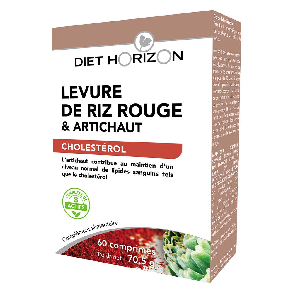 Diet Horizon Levure De Riz Rouge & Artichaut 60 Comprimes