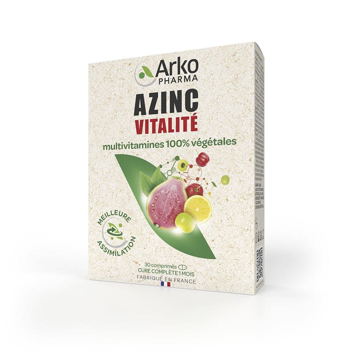 Arkopharma Azinc Multivitamines végétales Vitalité 30 comprimés