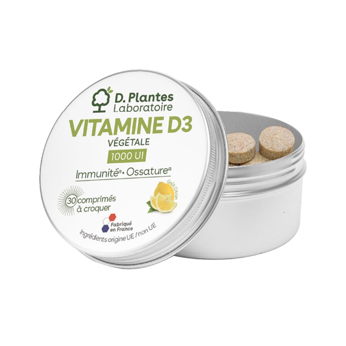 D. Plantes Vitamines D3 1000UI A Croquer Goût Citron 30 Comprimés