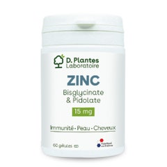 D. Plantes Zinc Bisglycinate et Pidolate 15mg 60 Gélules