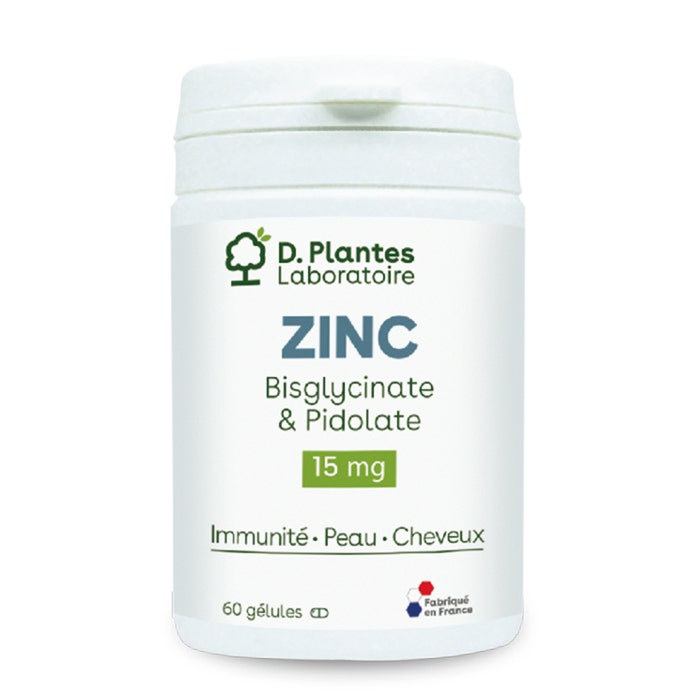 D. Plantes Zinc Bisglycinate et Pidolate 15mg 60 Gélules