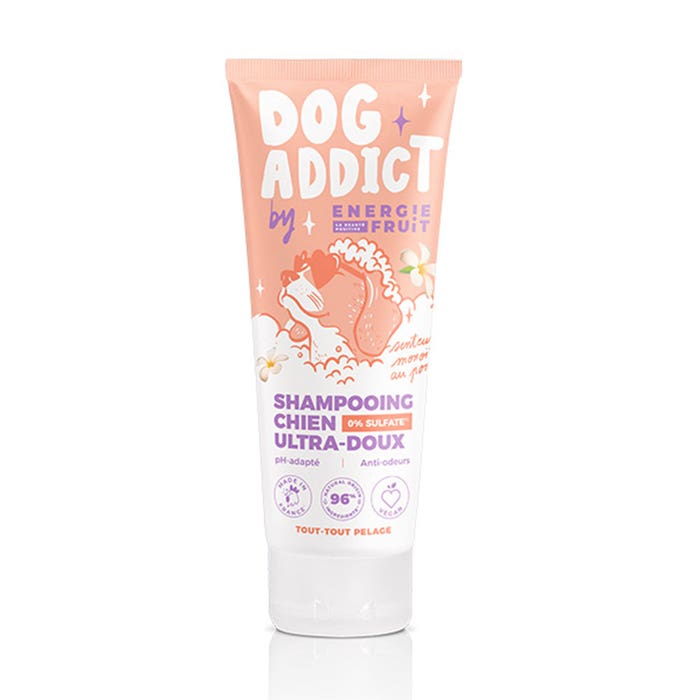 Energie Fruit Dog Addict Shampooing Chien Sans Sulfate Tous Pelages Parfum Monoi 200ml