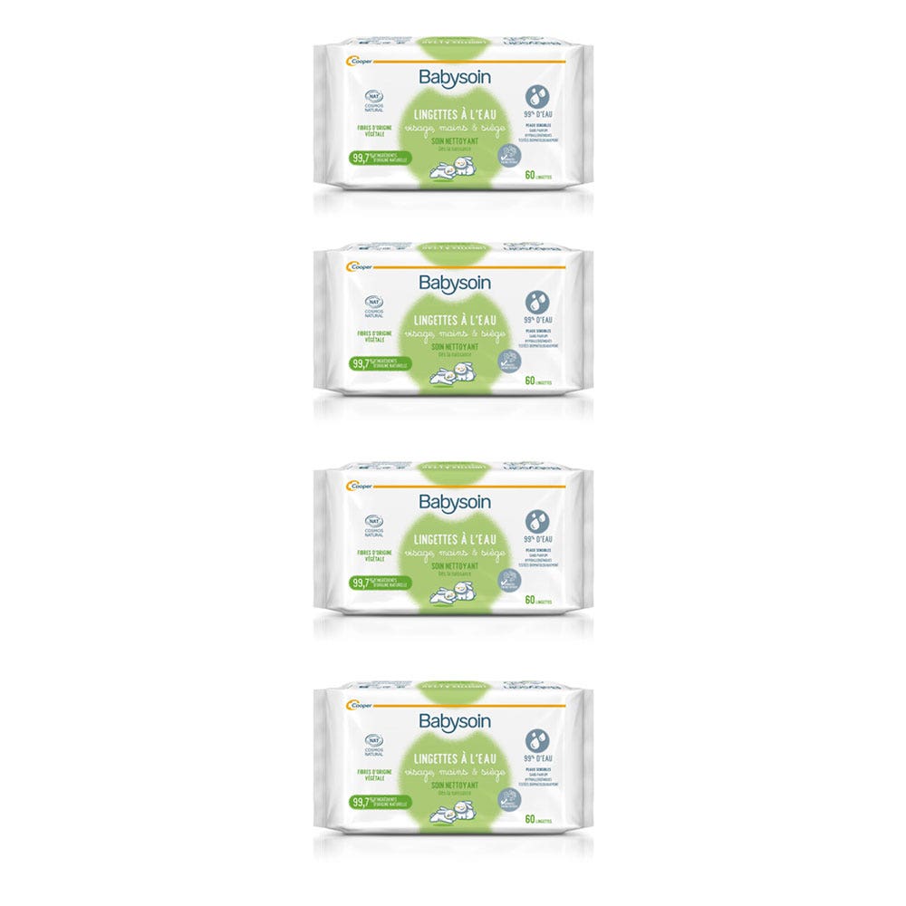 Cooper Babysoin Lingettes Nettoyantes - Lot De 2 X 70 Lingettes - Pour Bébé Et Peau Sensible