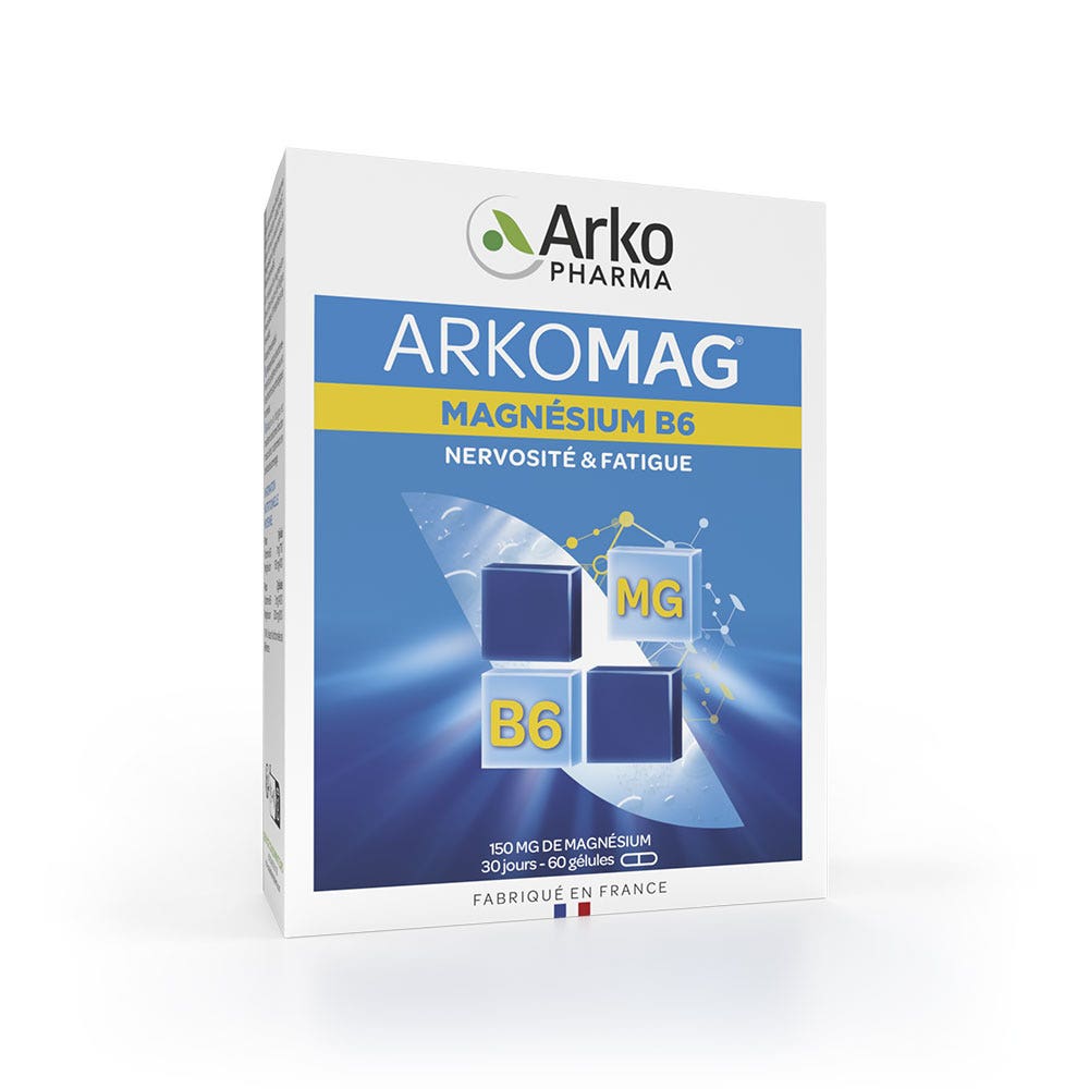 Arkopharma Arkomag Magnésium B6 Nervosité et Fatigue 60 Gélules