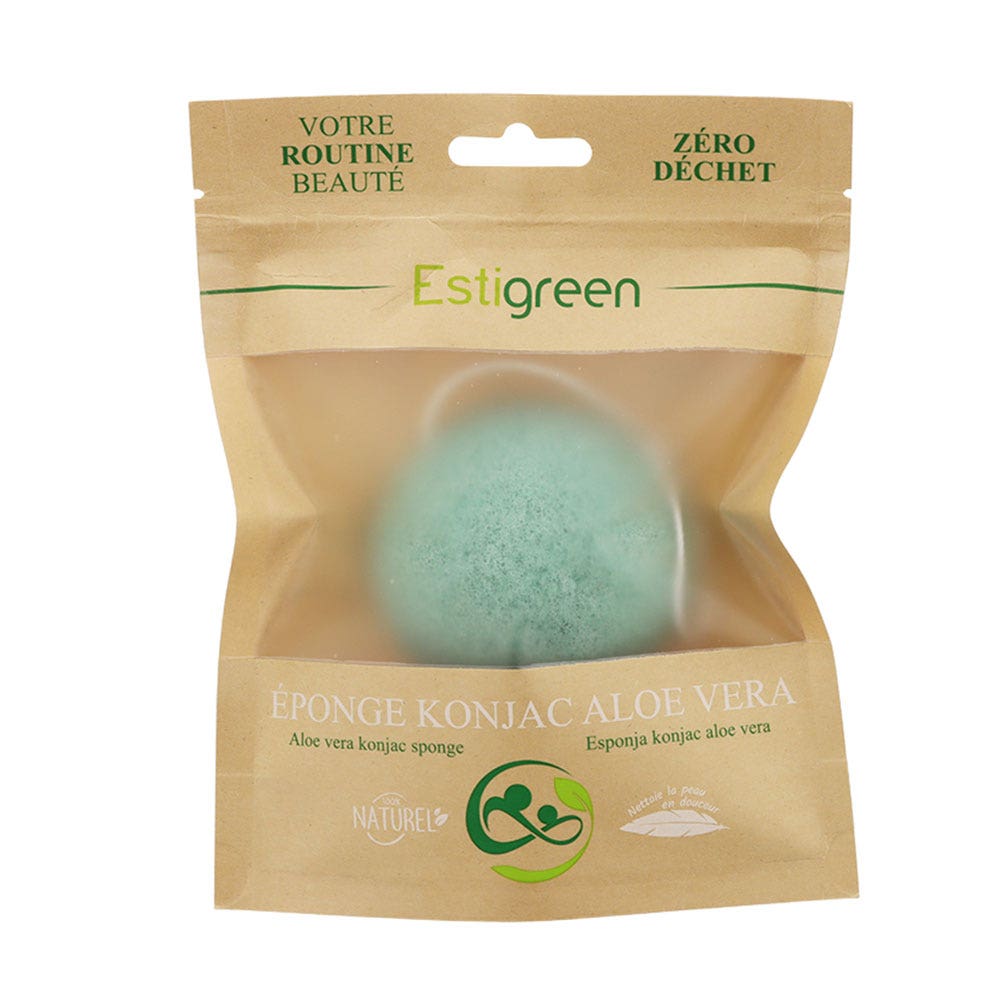 Estipharm Estigreen Eponge Konjac Aloe Vera Peaux Sèches et Sensibles