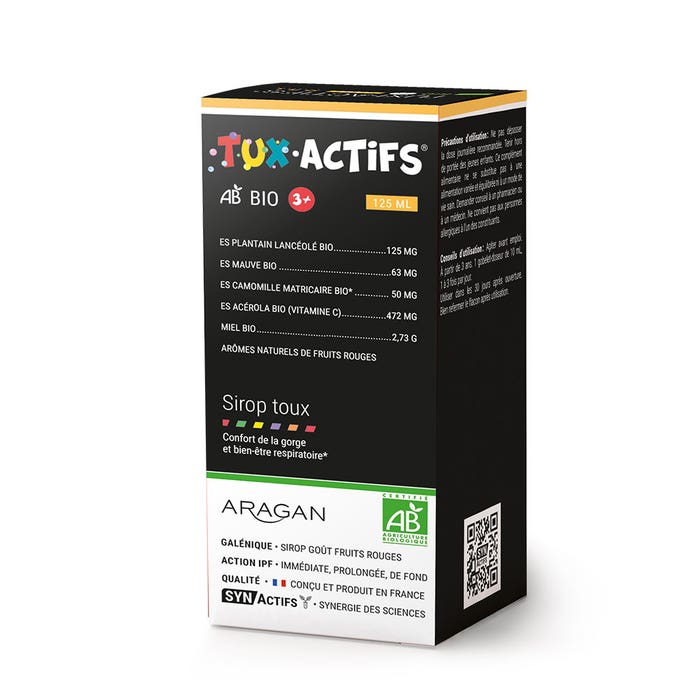 Aragan Synactifs TuxACTIFS® BIO Sirop toux 3 ans et plus 125ml
