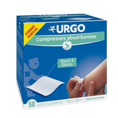 Urgo Compresses absorbantes Douces & Stériles 7,5cm x 7,5cm x50