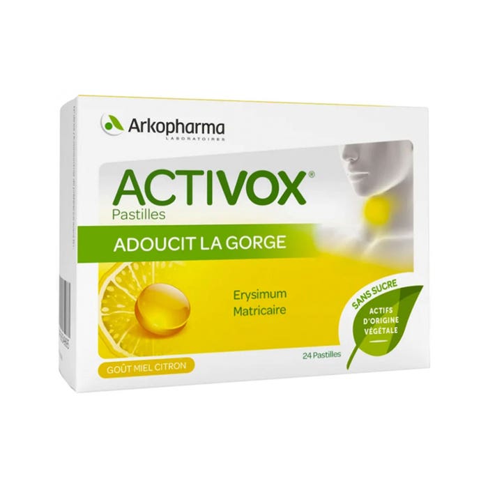 Arkopharma Activox Adoucit la gorge Arôme MIel Citron 24 pastilles