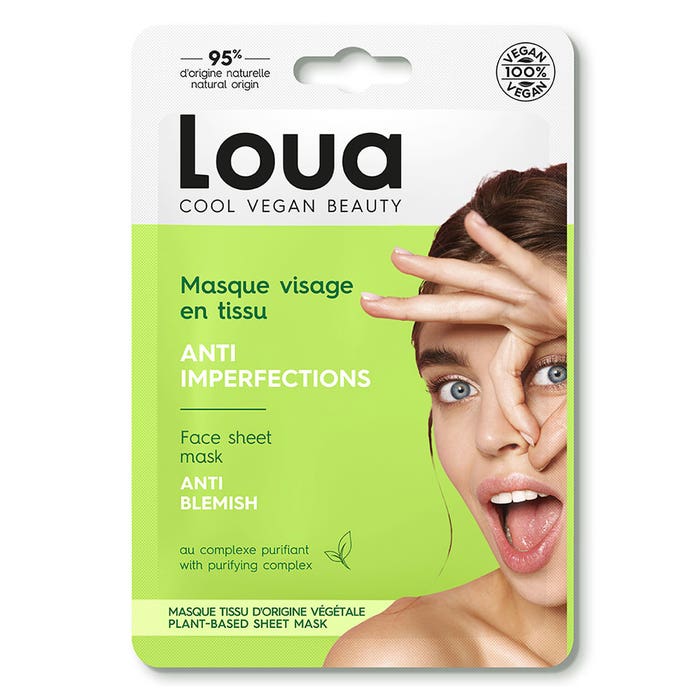 Masque en tissu Visage Anti-Imperfections 1 unité peaux grasses Loua