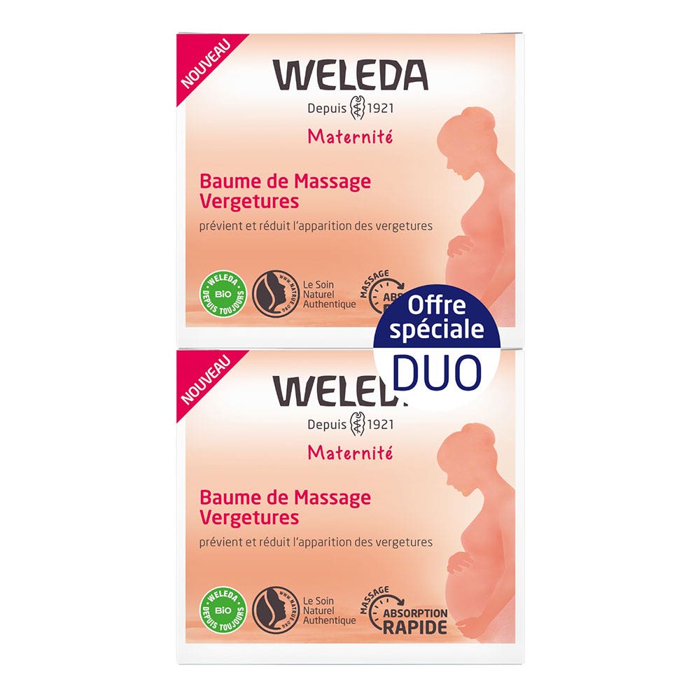 Weleda Maternite Baume de Massage Vergetures Absorption Rapide 2x150ml
