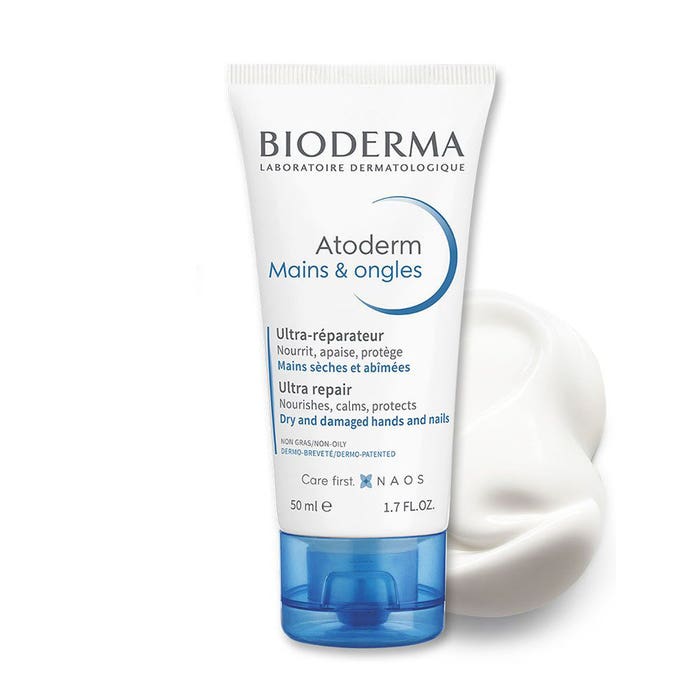 Bioderma Atoderm Crème Hydratante Réparatrice Mains et Ongles Peaux Sèches 2x50ml