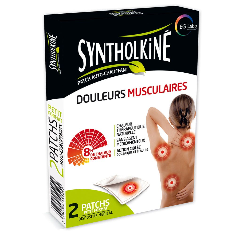 EG Labo SyntholKiné Patch Auto Chauffant Petit Format Douleurs Musculaires x2