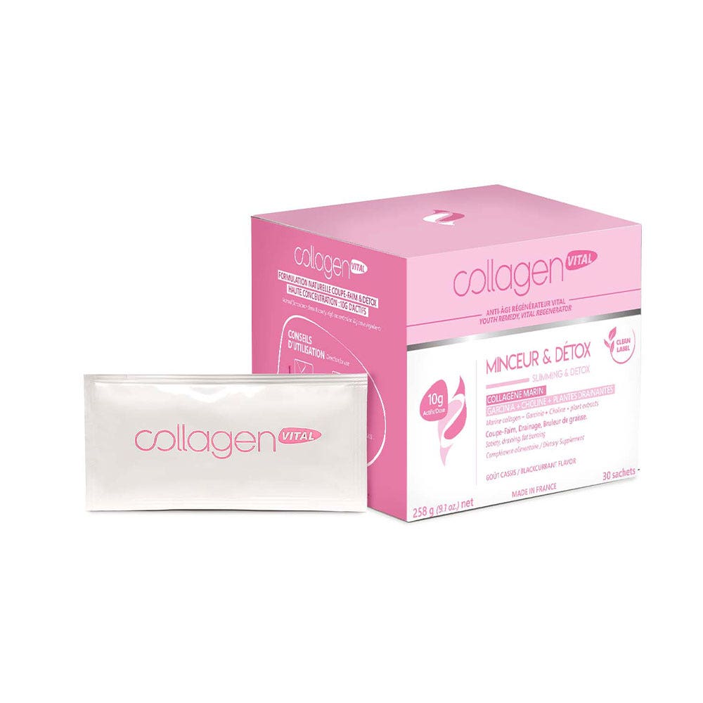 Vita Recherche Collagen Vital Power Minceur et Détox Collagène Marin Goût Cassis 30 Sachets