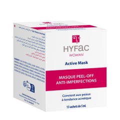 Hyfac Woman Active Mask Masque Peel-off Traitement Peaux à tendance acnéique 15 Sachets de 5ml