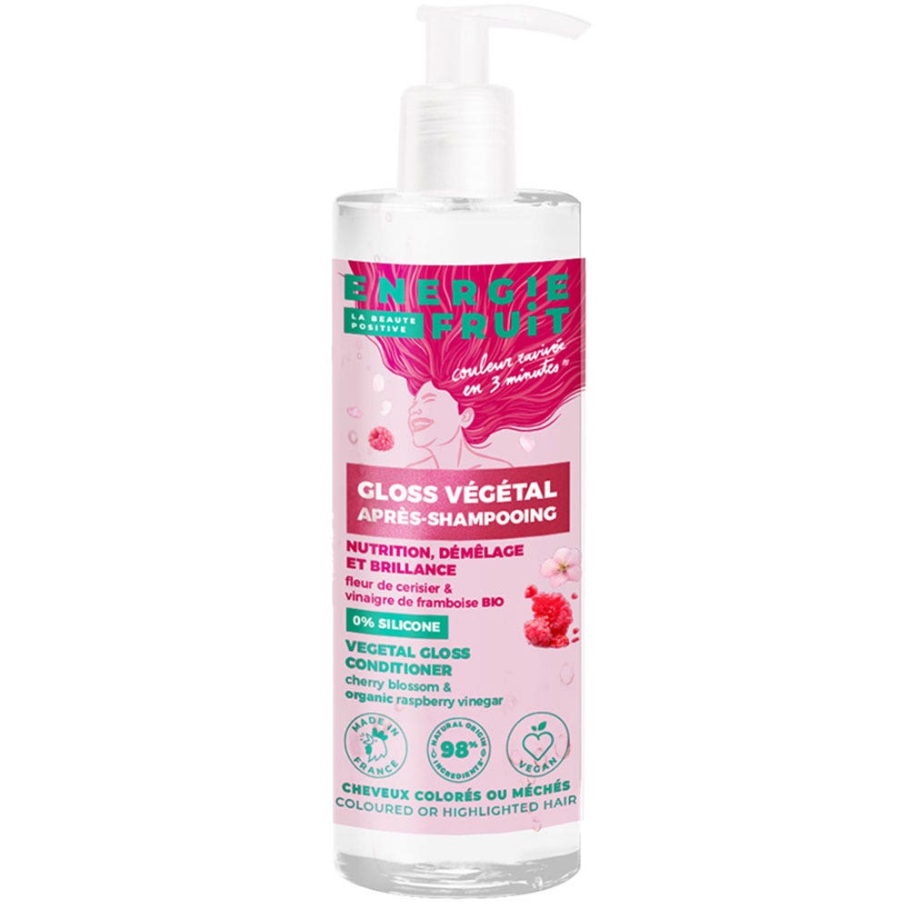 Energie Fruit Gloss Végétal Après Shampooing Fleur de Cerisier & Vinaigre de Framboise Bio Cheveux Colorés ou Méchés 300ml