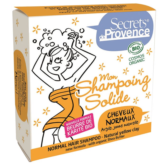 Secrets de Provence Shampoing solide Cheveux normaux Argile Jaune naturelle Bio 85g